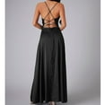thumbnail image 5 of Cavosen Long Flowy Dresses for Women Black Elegant Spaghetti Strap Sleeveless Long Dress Party Dress Side High Split Ankle Length Maxi Dress Flowy Backless Bodycon Wrap Wedding Guest Dress, 5 of 9