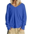 thumbnail image 2 of Atogsazn Women's Oversized Sweatshirt Casual V Neck Long Sleeve Sweatshirt Loose Pullover Tops Blouses Fashion Clothing B-Navy XXL on Clearance, 2 of 9