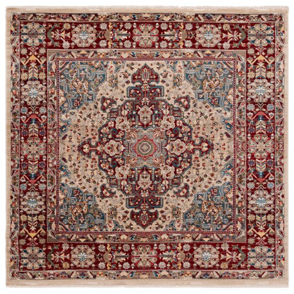 SAFAVIEH Kashan Pema Oriental Area Rug, Ivory/Red, 6'7" x 6'7" Square