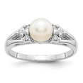 thumbnail image 6 of 14K White Gold 6mm FW Cultured Pearl AA Diamond Ring Size 6, 6 of 7