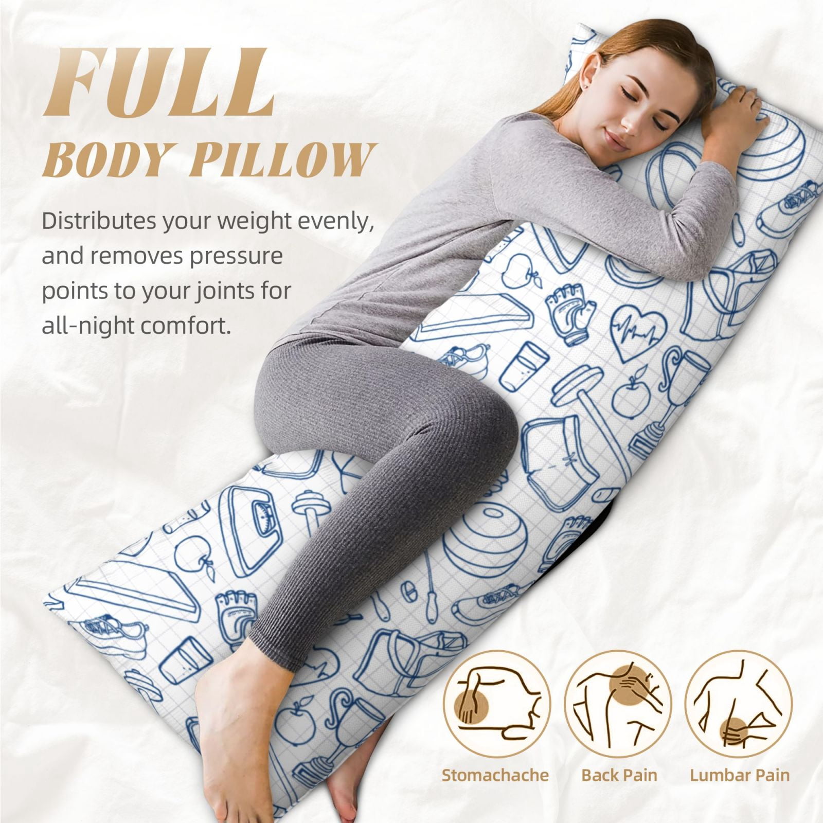 Naloa Fitness Guru Super Soft 20x60 Body Pillow Case,Long Side Hidden Zipper（PILLOWS ARE NOT INCLUDED）