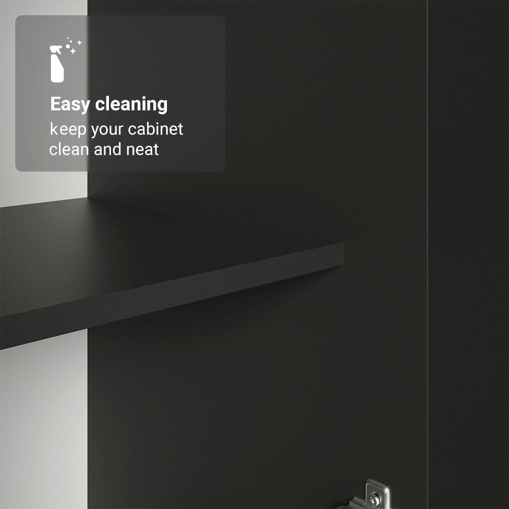 Madesa Kitchen Pantry Storage Cabinet 2 Doors with 5 Utility Shelves 23"L Wooden Organization Unit for Kitchen - Black