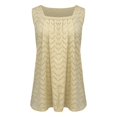 thumbnail image 6 of Lovskoo 2024 Tank Top for Women Solid Color Eyelet Pleated Square Collar Tank Tee Summer Casual Loose Sleeveless Shirt Beige 3XL, 6 of 8