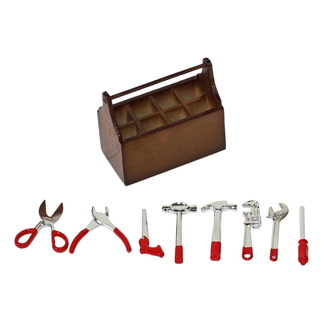 caja de almacenamiento,caja de herramientas de madera 1 muebles de 12,modelo de caja de almacenamiento del organizador de manualidades diy en miniatura,Accesorio de