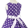 thumbnail image 5 of IBTOM CASTLE Kids Girls 50s Vintage Polka Dot Casual Dress Swing Rockabilly Prom Party Dresses Audrey Wedding Formal Cocktail Evening Gown 7-8 Years Purple, 5 of 8