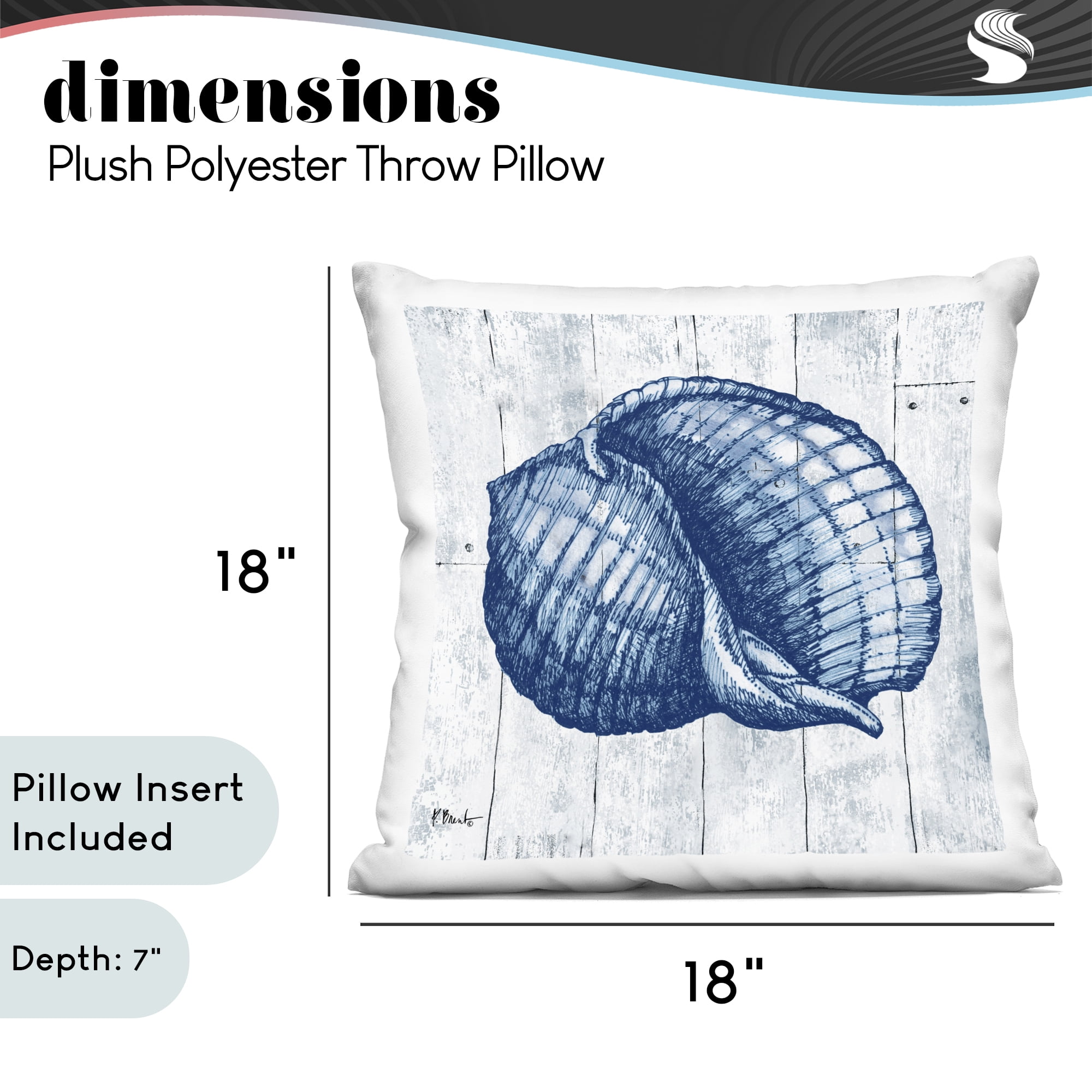 Stupell Industries Coastal Timberland Shell Decorative Printed Throw Pillow, design by Paul Brent, 18 x 7 x 18