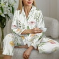 thumbnail image 6 of Pofeuu Wildflower Watercolor 2 Print Womens Pajamas Set Long Sleeve Sleepwear Button Down Nightwear Soft Pj Lounge Sets Button Down Pajamas Women-Medium, 6 of 7