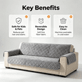 thumbnail image 3 of Reversible Sofa Cover Washable Couch Cover for Dogs with Elastic Straps Water Repellent Furniture Couch Protector for 3 Cushion Couch Sofa Pet Friendly(Gray), 3 of 8