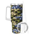 thumbnail image 3 of Blueberry Floral Botanical Cup Insulated Tumbler Stainless Steel Vacuum Travel Mug 40 oz with Handle and Straw Lid, 3 of 7