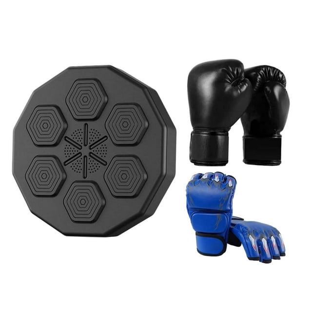 S SERENABLE Boxing Machine Boxing Trainer Household with 2 Pair Gloves Punching Pad Electronic Music Boxing Wall Target for Home Practice Blue