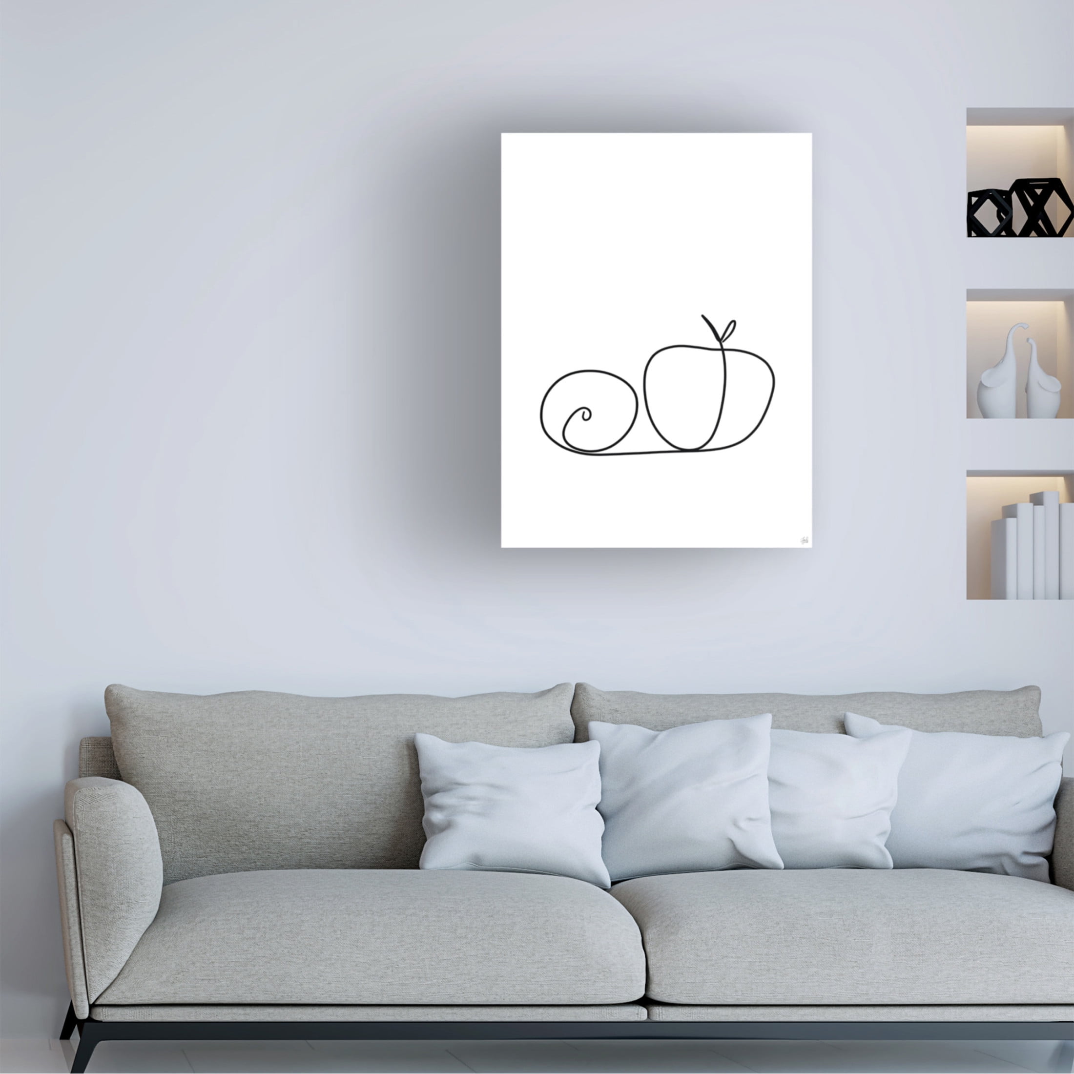 Canvas Wall Art - Line and Brush 'Still Life Lime and Peach' Wall Art for Living Room, Bedroom, or Office Décor by Trademark Fine Art - 35 x 47 Inches