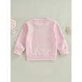 thumbnail image 4 of Infant Toddler Baby Girl Valentine's Day Outfit Heart Printed Long Sleeve Sweatshirt Crewneck Pullover Shirt Top (Pink, 1-2 Years), 4 of 8