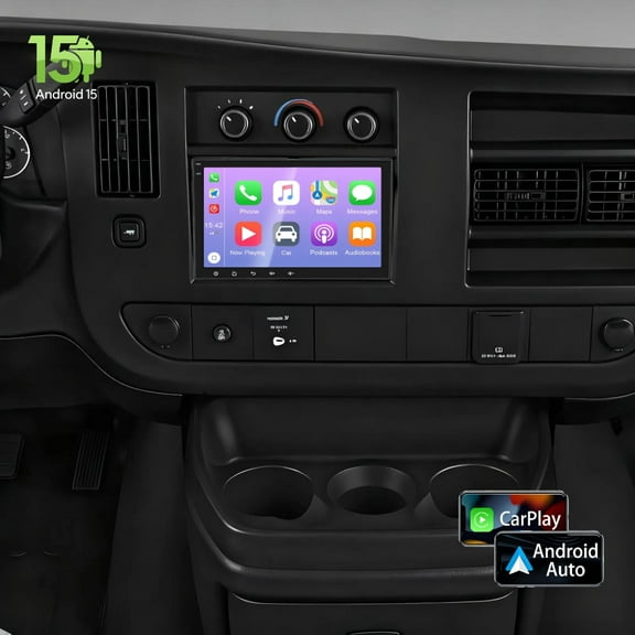 Molaner Android 15 Car Radio Stereo for Chevrolet Express 4500 2008-2024 8 inch Touch Screen Fit for Wireless CarPlay Andriod Auto, Bluetooth, GPS, SWC, WiFi, FM, 2 32G