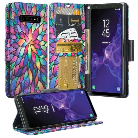 Samsung Galaxy S10e Case, Leather Flip Wallet Case Cover Folio [Kickstand] Phone Case Cute Girls Women for Samsung Galaxy S10e (2019 Release) - Rainbow