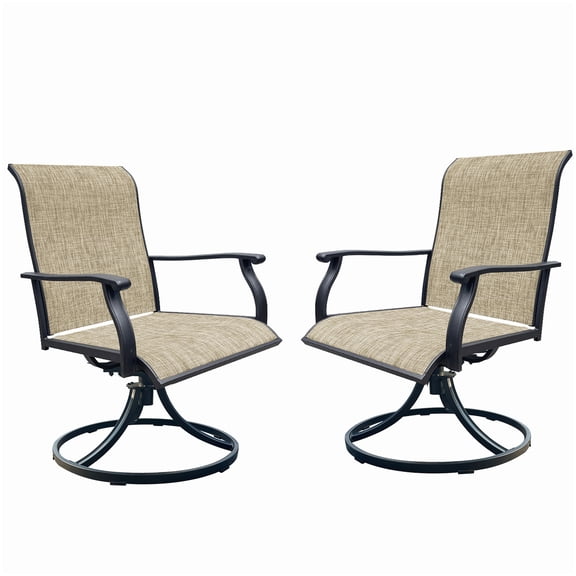 360 Swivel Rocking Chairs Set of 2, Outdoor Dining Chairs Textilene Fabric for Patio Garden Deck