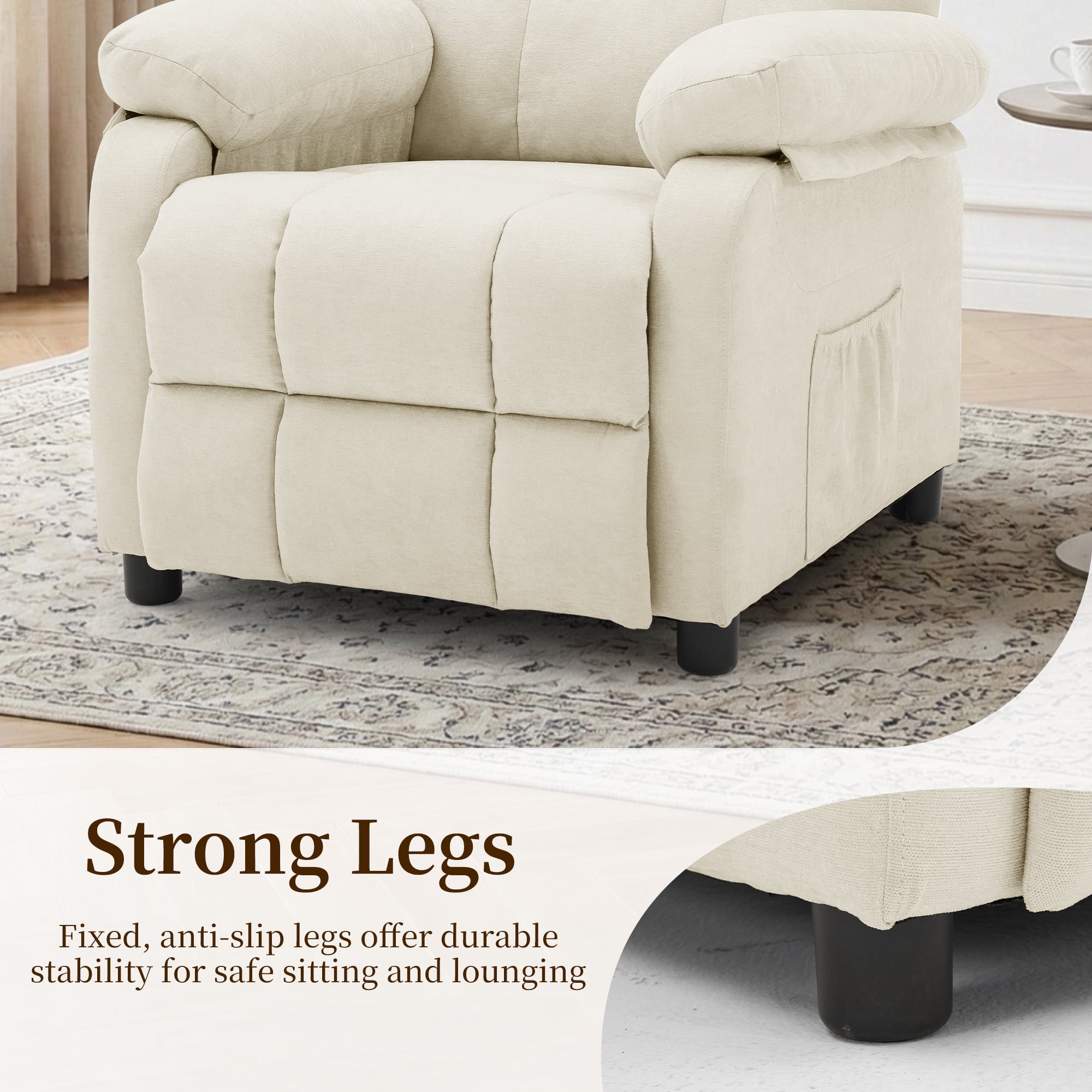 Korser Recliner Chairs for Adults with Fixed Base Push Back Recliner Chair for Living Room,Small Recliner Sofa for Small Spaces,Linen Fabric,Beige