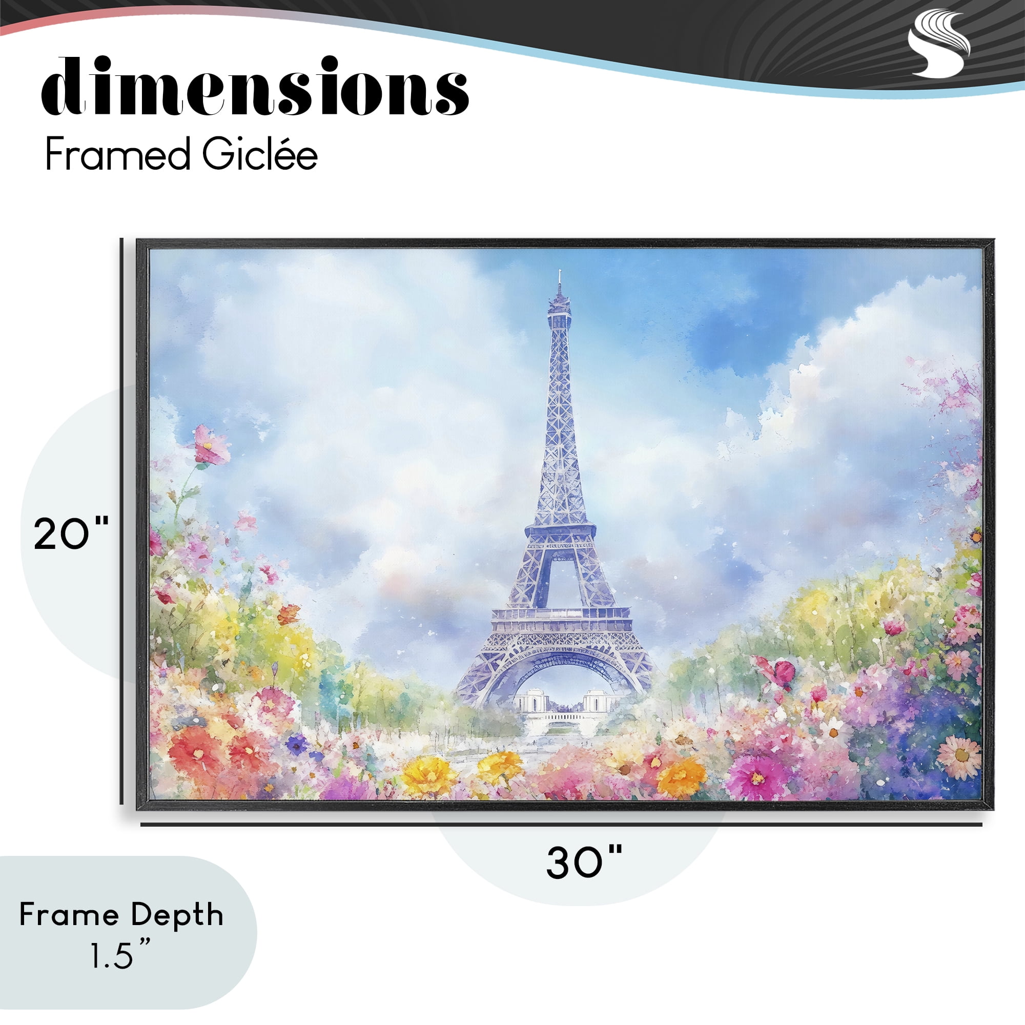 Stupell Industries Rainbow Spring at Eiffel Tower Black Framed Giclee Art, design by Creative Studio
