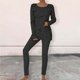 thumbnail image 1 of Puntoco Conjunto De Camiseta Y Pantalones Largos Con Cuello Redondo Y Manga Larga Con Estampado Informal Para Mujer Gris Oscuro Xl, 1 of 5
