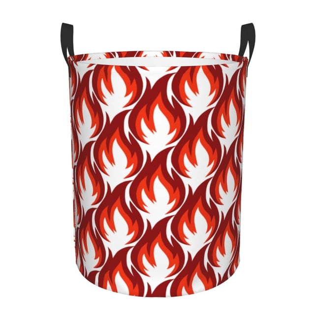 Balery Fire Symbols Cesta de ropa redonda con asas, impermeable, independiente, para ropa, juguetes, dormitorio y familia-Small