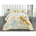 thumbnail image 3 of Ambesonne Watercolor Quilted Bedspread Set 3 Pcs, Splash Look Abstract Art, Queen Size, Pale Yellow and Orange, 3 of 5
