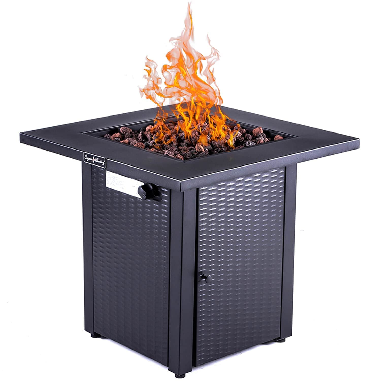 Aimee Lii 28" Outdoor Propane Fire Pit Table, 50,000BTU, Outside Gas Dinning Fire Table with Lid, Lava Stone with Adjustable Flame Apply to Garden Patio Backyard