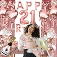 thumbnail image 3 of Rose Gold 18th/81th、21th/12th、30th/3rd、40th/4th Foil Mylar Balloons for Women Birthday Party Anniversary Decorations-Style:Number 2+1;, 3 of 5