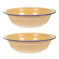 ULTNICE Yellow Enamel Basin for Home Use Household Enamelware 2Pcs Soup Basins