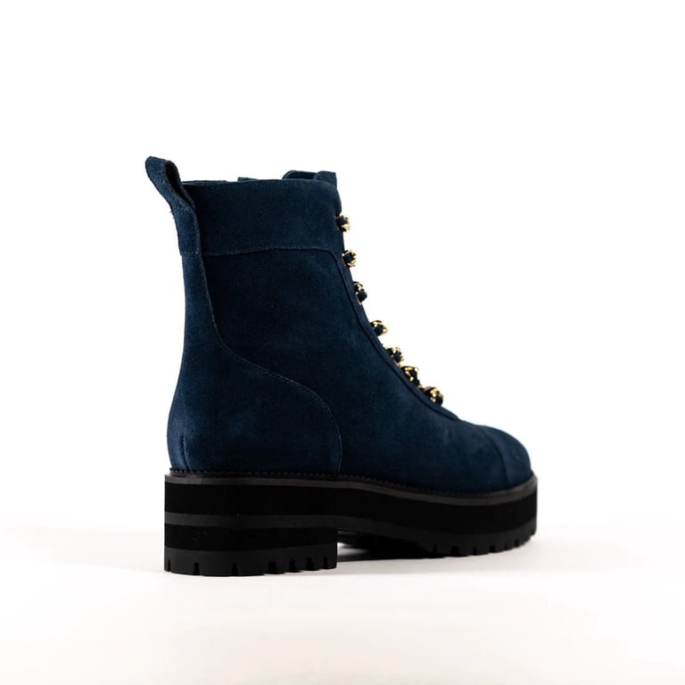 Cecelia New York Chance Ankle Boots, Navy Leather, Gold  display picture 1