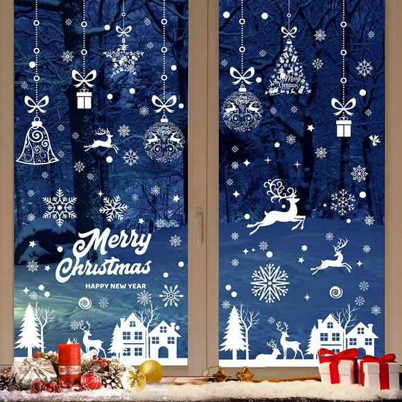 192 Reusable Christmas Window Stickers, Christmas Window Decoration Electrostatic PVC Christmas Window Sticker
