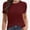 Wine Red, variant on Women's Basic Solid Active Soft Short Sleeve Crew Neck Top T-Shirts