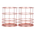 thumbnail image 1 of 2 soportes para bolígrafos redondos de oro rosa, cesta de almacenamiento de escritorio, caja organizadora de maquillaje de malla metálica, 1 of 14