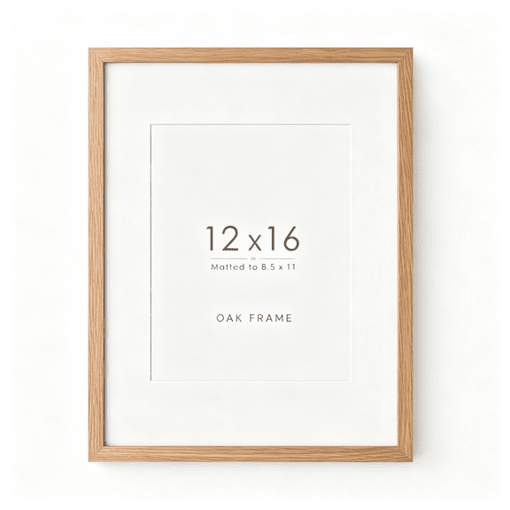 XIBUFE 12X16 Oak Picture Frames, 12X16 Natural Wood Frame with Mat to 8.5X11, 16X12 Frame for Wall, Set of 1 12X16 Picture Frame