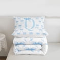 thumbnail image 5 of Erosebridal Blue Girly Bowknot Full Size Comforter Sets For Kids,Coquette Bow Print Letter Q Initial Bedding Sets,Reversible,3-Piece, 5 of 7
