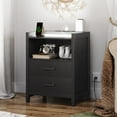 Nightstand with 2 Drawers & Charging Station, LED Nightstand End Side