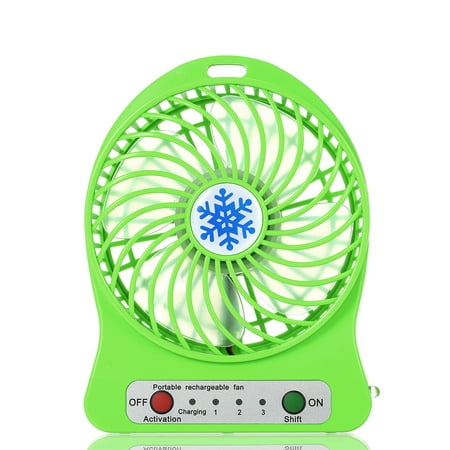 

Portable Rechargeable LED Light Fan Mini Desk USB Charging Air Cooler 3 Mode Speed Regulation LED Lighting Function Cooling (Green)