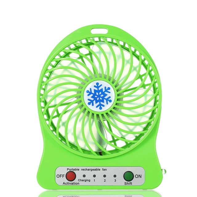 Irfora Portátil recargable LED Ventilador de luz Mini Escritorio USB de carga Refrigerador de aire 3 Modo de regulación de velocidad LED Función de iluminación Enfriamiento (Verde) Irfora Ventilador USB