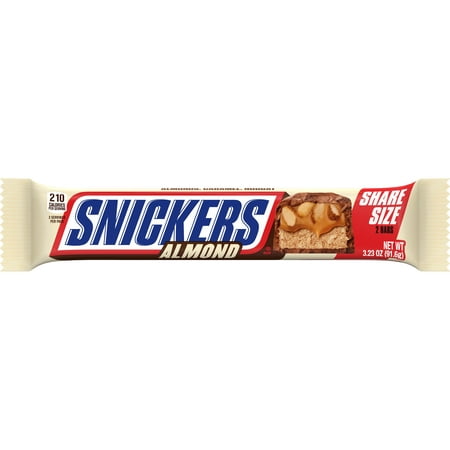 Snickers Almond Candy Milk Chocolate Bar, Share Size - 3.23 oz