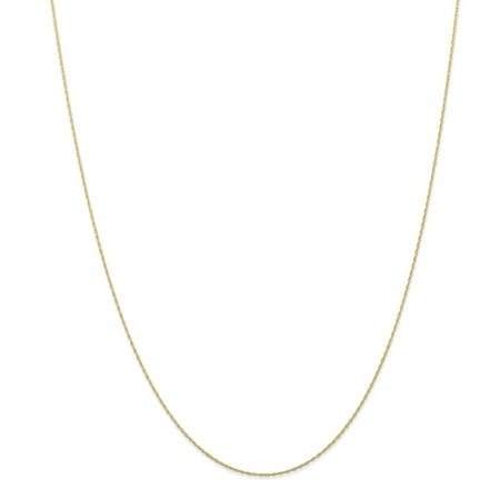 - 10k Yellow Gold Solid Polished Carded Cable Rope Chain Necklace - 0.5mm - Spring Ring - Length: 16 to 24
