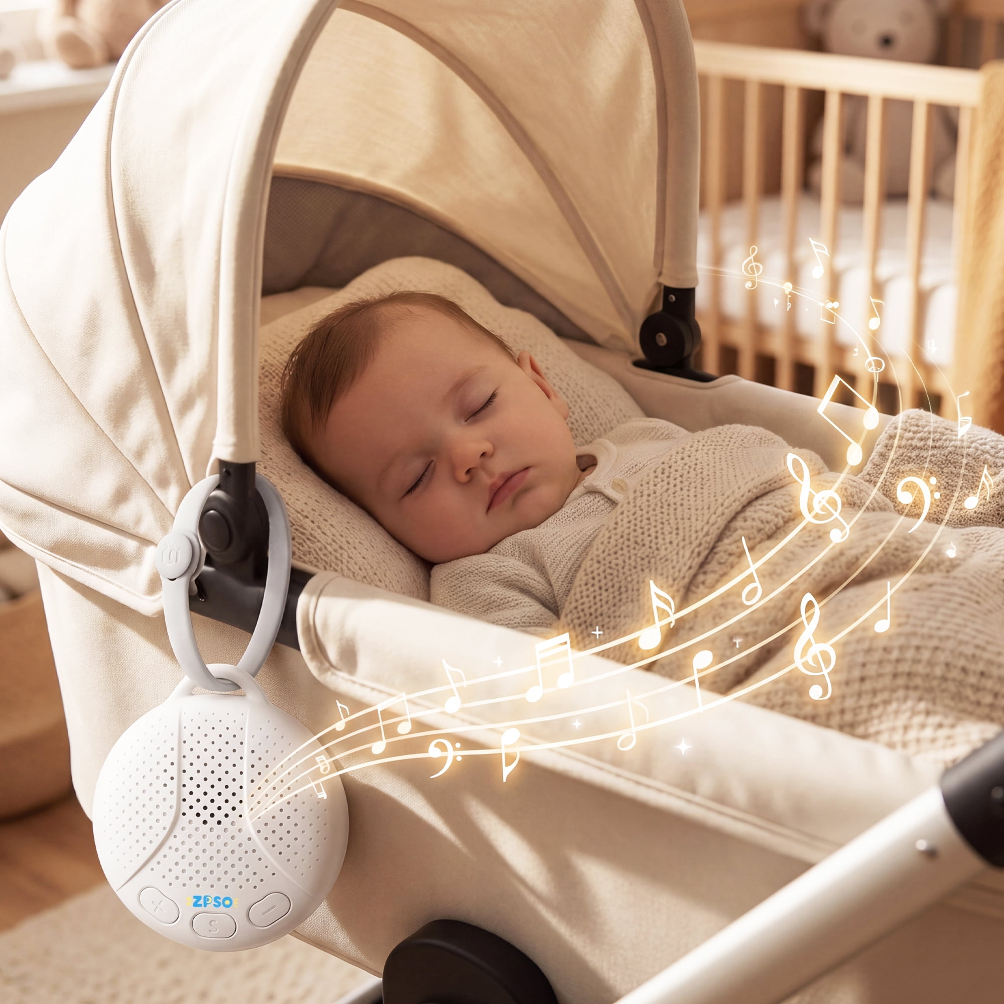 ZPSO White Noise Sound Machine, Portable Sleep Therapy Machine for Baby Adult, Night Light, 16 Soothing Nature Sounds for Home