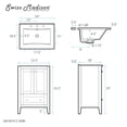 thumbnail image 6 of Cannes 24 in. White Bathroom Vanity With Black, 3-Hole Ceramic Sink Top, 6 of 9