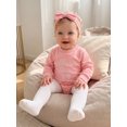 thumbnail image 5 of Cenuakty   Girls Romper Long Sleeve Letter Embroidery Jumpsuit with Headband, 5 of 6