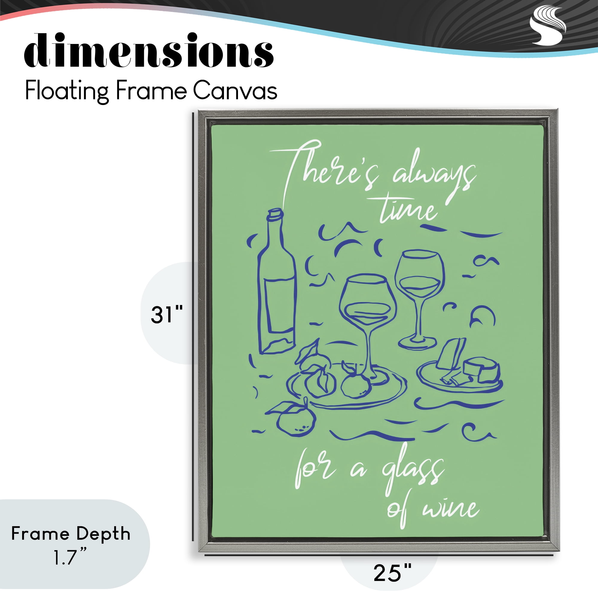 Stupell Industries Always Time For Glass Of Wine Gray Framed Floater Canvas Wall Art, design by The Prints Vibe