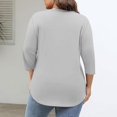 thumbnail image 6 of Jalioing Plus Size V Neck Casual Shirts for Women 3/4 Length Sleeve Basic Plain T Shirt Oversized Summer Tops, 6 of 8