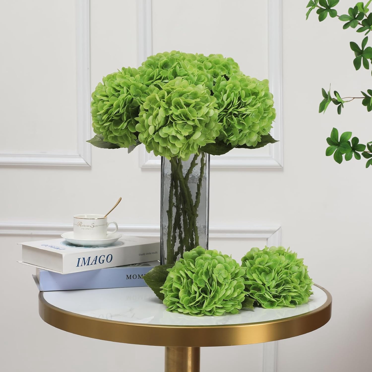 Orange Hydrangea Artificial Flowers Silk Flowers Fake Hydrangeas Real Touch Hydrangea Flowers for Wedding Party Office Home Decor (Orange)