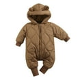 thumbnail image 3 of FNNMNNR Newborn Baby Boys Girls Winter Cute Jumpsuit  Toddler Keep Warm Thicken Hooded Long Sleeves Romper with Full-Zipper, 3 of 6