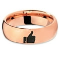 thumbnail image 2 of Tungsten Thumbs Up Emoji Band Ring 7mm Men Women Comfort Fit 18k Rose Gold Dome Polished, 2 of 4