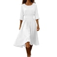 thumbnail image 2 of Guieoi Womens Dresses Summer 2026 Fall Round-Neck Maxi Dress White M, 2 of 7