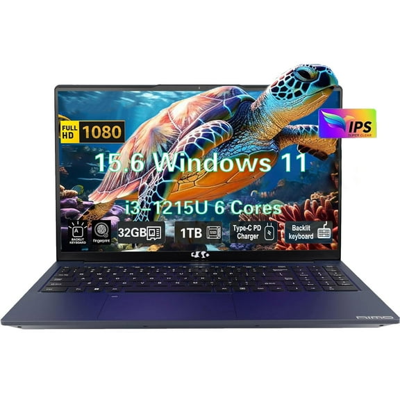 15.6" FHD High-performance laptop, Windows 11, Conference camera, Type-C 65W PD fast charger, Intel i3-1215U 32GB RAM 1TB SSD, Lightweight PC Computer, fingerprint, Backlit keyboard