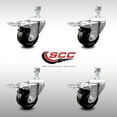 thumbnail image 2 of 3 Inch SS Phenolic Swivel 10mm Threaded Stem Caster Set Total Lock Brake SCC, 2 of 2