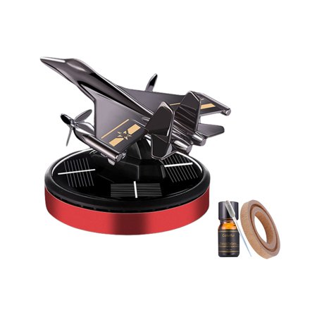 IMISSILLEB Solar Car Air Freshener, Rotating Airplane Aromatherapy Diffuser Dashboard Decoration
